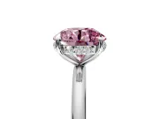 Solitaire Engagement Ring Setting for Fancy Pink Round Cut Center with Plain Band, Open Basket and Prong Head in White Gold
