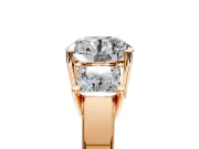 3 Stone Engagement Ring Setting for Round Cut Center with Matching Side Accents and Prong Head in Rose Gold