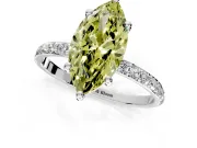 Solitaire Engagement Ring Setting for Fancy Yellow Marquise Center with Pave Accents and Prong Head in Platinum