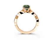 Solitaire Engagement Ring Setting for Fancy Green Radiant Cut Center with Carved Leaf Shoulders and Prong Head in Rose Gold