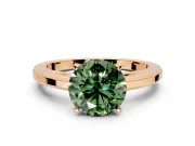 Solitaire Engagement Ring Setting for Fancy Green Round Cut Center with Flat-Sided Plain Band and Prong Head in Rose Gold