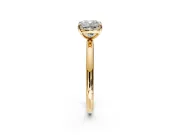 Low-Set Solitaire Engagement Ring Setting for Cushion Cut Center with Thin Plain Band and Prong Head in Yellow Gold