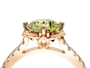 Floral Engagement Ring Setting for Fancy Yellow Round Cut Center with Pave Band and Floral Prong Head in Rose Gold