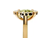 Single Halo Engagement Ring Setting for Fancy Yellow Round Cut Center with Corner Claws, Plain Band and Prong Head in Yellow Gold