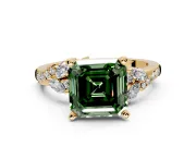 Solitaire Engagement Ring Setting for Fancy Green Asscher Cut Center with Marquise Accent Twist Band and Prong Head in Yellow Gold