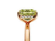 Hidden Halo Engagement Ring Setting for Fancy Yellow Asscher Cut Center with Thin Round-Wire Band and Prong Head in Rose Gold