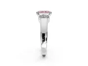 Solitaire Engagement Ring Setting for Fancy Pink Radiant Cut Center with Wide Band, Pave Collar and Prong Head in White Gold