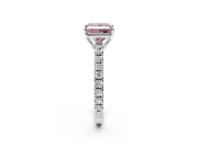 Solitaire Engagement Ring Setting for Fancy Pink Princess Cut Center with Large Accent Band and Prong Head in Platinum
