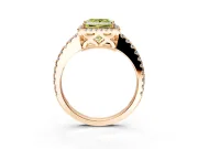 Accent Halo Engagement Ring Setting for Fancy Yellow Princess Cut Center with Full-Length Pave Band and Prong Head in Rose Gold