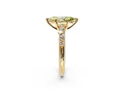 Solitaire Engagement Ring Setting for Fancy Yellow Marquise Center with Trailing Leaf Accent Band and Prong Head in Yellow Gold