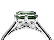 Solitaire Engagement Ring Setting for Fancy Green Asscher Cut Center with Cathedral Band and Prong Head in Platinum