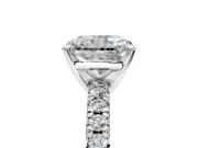 Solitaire Engagement Ring Setting for Radiant Cut Center with Large Accents and Prong Head in White Gold