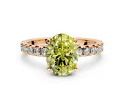 Solitaire Engagement Ring Setting for Fancy Yellow Oval Center with Large Accents and Prong Head in Rose Gold