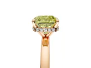 Hidden Halo Engagement Ring Setting for Fancy Yellow Cushion Cut Center with Plain Band and Tall Prong Head in Rose Gold