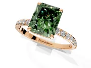 Solitaire Engagement Ring Setting for Fancy Green Radiant Cut Center with Pave Accents and Prong Head in Rose Gold
