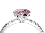 Solitaire Engagement Ring Setting for Fancy Pink Heart-Shaped Center with Large Accent Band and Prong Head in Sterling Silver
