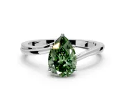 Solitaire Engagement Ring Setting for Fancy Green Pear-Shaped Center with Plain Bypass Twist Band and Prong Head in Platinum