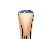 Tension Engagement Ring Setting for Fancy Blue Cushion Cut Center with Wide Tapered Band and Tension Head in Rose Gold