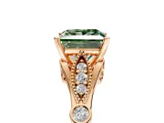Solitaire Engagement Ring Setting for Fancy Green Princess Cut Center with Marquise and Bezel Accents and Prong Head in Rose Gold