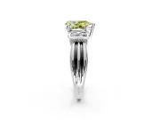 Solitaire Engagement Ring Setting for Fancy Yellow Pear-Shaped Center with Grooved Bar Accent Band and Prong Head in Platinum