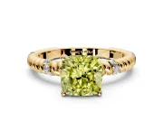 Rope Engagement Ring Setting for Fancy Yellow Cushion Cut Center with Accent Shoulders and Prong Head in Yellow Gold