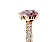 Solitaire Engagement Ring Setting for Fancy Pink Heart-Shaped Center with Fine Pave Band and Claw Prong Head in Rose Gold