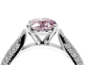 Solitaire Engagement Ring Setting for Fancy Pink Oval Center with Multi-Row Accents and Prong Head in Sterling Silver