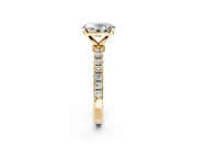 Open Basket Engagement Ring Setting for Oval Center with Pave Band and Prong Head in Yellow Gold