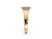 Solitaire Engagement Ring Setting for Emerald Cut Center with Wide Band, Pave Collar and Prong Head in Yellow Gold