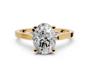 Solitaire Engagement Ring Setting for Oval Center with Tapered Shoulders and Prong Head in Yellow Gold