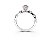 Solitaire Engagement Ring Setting for Fancy Pink Marquise Center with Bezel Station Band and Prong Head in Platinum