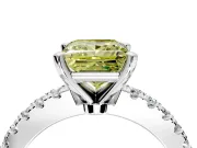 Solitaire Engagement Ring Setting for Fancy Yellow Princess Cut Center with Single Row Accent Band and Prong Head in Platinum