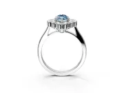 Cluster Halo Engagement Ring Setting for Fancy Blue Marquise Center with Milgrain Bezel Accents and Prong Head in White Gold