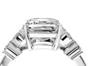 Floral Engagement Ring Setting for Princess Cut Center with Marquise Cluster Shoulders and Prong Head in Platinum