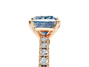 Solitaire Engagement Ring Setting for Fancy Blue Princess Cut Center with Single Row Accent Band and Prong Head in Rose Gold
