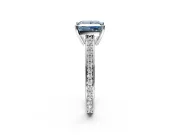 Solitaire Engagement Ring Setting for Fancy Blue Princess Cut Center with Channel-Set Accent Band and Prong Head in Platinum
