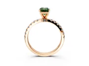 Open Basket Engagement Ring Setting for Fancy Green Emerald Cut Center with Pave Band and Prong Head in Rose Gold