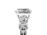5 Stone Engagement Ring Setting for Radiant Cut Center with Graduated Accents and Prong Head in Sterling Silver