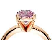 Solitaire Engagement Ring Setting for Fancy Pink Cushion Cut Center with Wire Band and Prong Head in Rose Gold