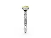 Solitaire Engagement Ring Setting for Fancy Yellow Radiant Cut Center with Band of Accents and Prong Head in Sterling Silver