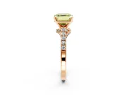 Solitaire Engagement Ring Setting for Fancy Yellow Asscher Cut Center with Crossover Accents and Prong Head in Rose Gold