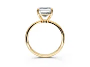 Minimalist Solitaire Engagement Ring Setting for Asscher Cut Center with Thin Band and Prong Head in Yellow Gold
