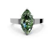 Solitaire Engagement Ring Setting for Fancy Green Marquise Center with Tapered Split Shoulders and Prong Head in Sterling Silver