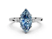 3 Stone Engagement Ring Setting for Fancy Blue Marquise Center with Low-Set Round Cut Accents and Prong Head in Platinum