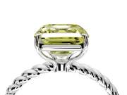 Solitaire Engagement Ring Setting for Fancy Yellow Asscher Cut Center with Plain Twisted Rope Band and Prong Head in White Gold