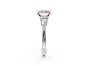 3 Stone Engagement Ring Setting for Fancy Pink Radiant Cut Center with Large Pear-Shaped Accents and Prong Head in Platinum