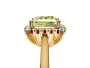 Starburst Halo Engagement Ring Setting for Fancy Yellow Princess Cut Center with Thin Round-Wire Band and Prong Head in Yellow Gold