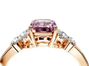 Solitaire Engagement Ring Setting for Fancy Pink Emerald Cut Center with Marquise Flower Shoulders and Prong Head in Rose Gold