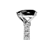 Open Basket Engagement Ring Setting for Fancy Black Pear-Shaped Center with Pave Band and Prong Head in White Gold