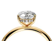 Hidden Halo Engagement Ring Setting for Oval Center with Thin Round-Wire Band and Prong Head in Yellow Gold
